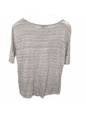 Vince Heathered Grey/Pink Stripe S/S Tee Shirt SZ XS